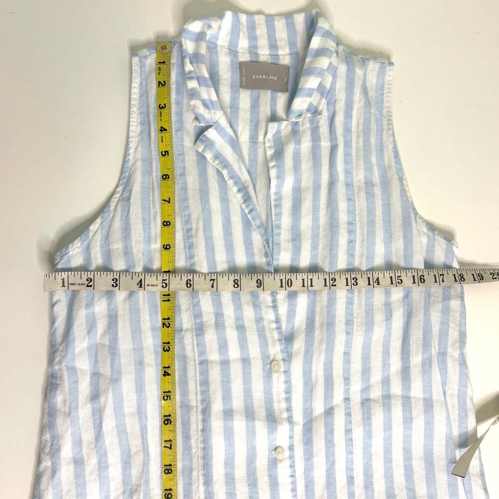 Everlane The Linen Sleeveless Stripe Midi Button Down Shirt Dress Blue 8 - Picture 8 of 8